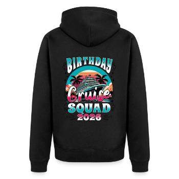 Escouade de croisière d’anniversaire 2026 - Veste à capuche bio Premium Unisexe - noir - Dos - Nico (187cm)