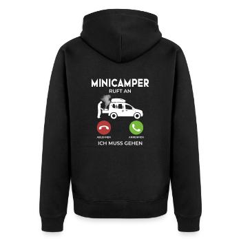Minicamper CALLS Camping-Camper Microcamper - Unisex Premium Organic Zip Hoodie - black - Back - Nico (187cm)