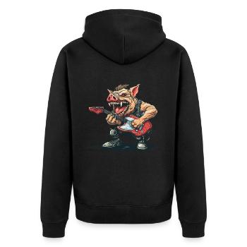 Heavy Rock Music Guitars Pig - Unisex Premium Organic Zip Hoodie - black - Back - Nico (187cm)