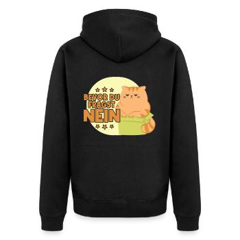 Avant de demander pas de conception de chat drôle - Veste à capuche bio Premium Unisexe - noir - Dos - Nico (187cm)