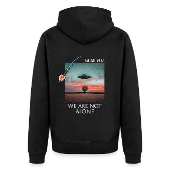 Ufo we are not alone Fake Ufo with Angel Funny - Unisex Premium Organic Zip Hoodie - black - Back - Nico (187cm)