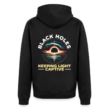Astronom Astronom Schwarzes Loch Weltraumuniversum - Unisex Premium Bio Zip Hoodie - Schwarz - Hinten - Nico (187cm)