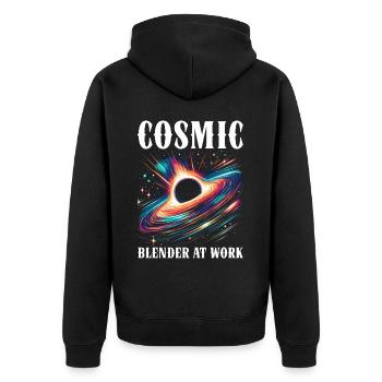 Black Hole Space Universe Astronomy Astronomer - Unisex Premium Organic Zip Hoodie - black - Back - Nico (187cm)