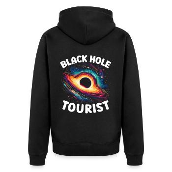 Black Hole Space Universe Astronomy Astronomer - Unisex Premium Organic Zip Hoodie - black - Back - Nico (187cm)