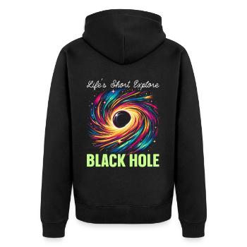 Black Hole Space Universe Astronomy Astronomer - Unisex Premium Organic Zip Hoodie - black - Back - Nico (187cm)