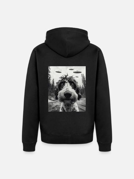 alienDog - Alien Selfie Sexy UFO - Unisex Premium Organic Zip Hoodie - black