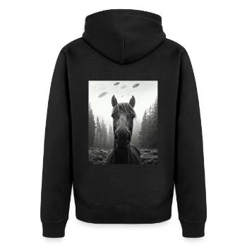 aliHorse - Alien Selfie Belgian UFO - Unisex Premium Organic Zip Hoodie - black - Back - Nico (187cm)
