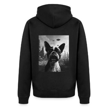 AliDog - Alien Selfie Boston Terrier OVNI - Veste à capuche bio Premium Unisexe - noir - Dos - Nico (187cm)