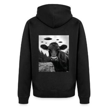 Vache - Alien Selfie Black Angus OVNI - Veste à capuche bio Premium Unisexe - noir - Dos - Nico (187cm)