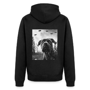 Dog - Alien Selfie Boerboel UFO - Unisex Premium Organic Zip Hoodie - black - Back - Nico (187cm)