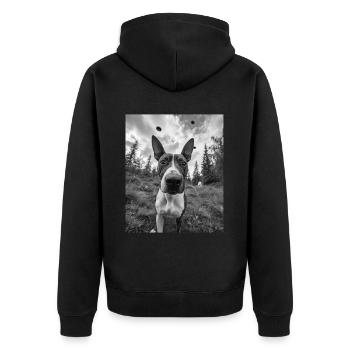 Dog - Alien Selfie Bull Terrier UFO - Unisex Premium Organic Zip Hoodie - black - Back - Nico (187cm)