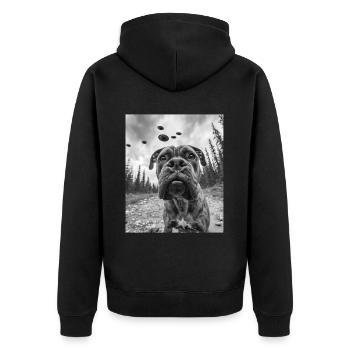 Dog - Alien Selfie Bullmastiff UFO - Unisex Premium Organic Zip Hoodie - black - Back - Nico (187cm)