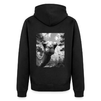 Selfie - Alien Selfie Camel UFO - Unisex Premium Bio Zip Hoodie - Schwarz - Hinten - Nico (187cm)