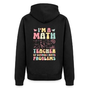 Groovy Schullehrerin - Unisex Premium Bio Zip Hoodie - Schwarz - Hinten - Nico (187cm)