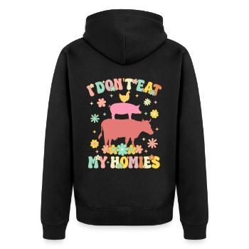 Groovy Vegan Pflanzenbasierte Ernährung Veganismus - Unisex Premium Bio Zip Hoodie - Schwarz - Hinten - Nico (187cm)