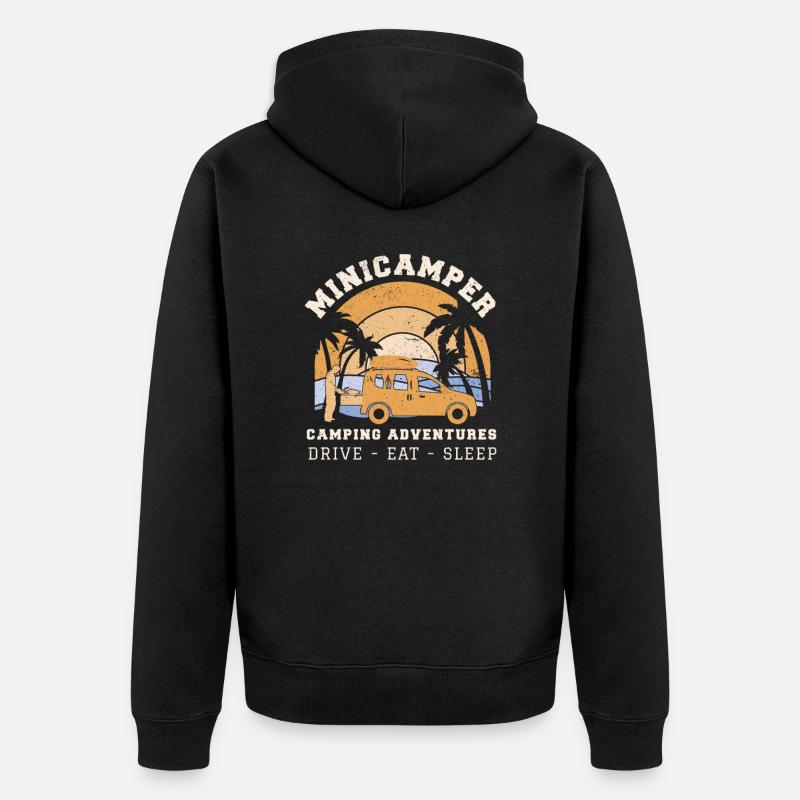 Minicamper ADVENTURES Camping-Camper Microcamper - Unisex Premium Bio Zip Hoodie - Schwarz