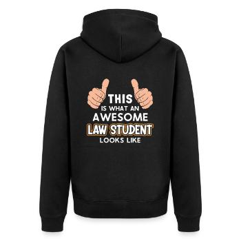So sieht ein großartiger Jurastudent aus - Unisex Premium Bio Zip Hoodie - Schwarz - Hinten - Nico (187cm)