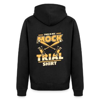 Das ist mein Scheinprozess, Kleidung, Rechtsstudien, Jura - Unisex Premium Bio Zip Hoodie - Schwarz - Hinten - Nico (187cm)