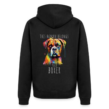 This Human Belongs To A Boxer Dog Dog Owner - Unisex Premium Organic Zip Hoodie - black - Back - Nico (187cm)