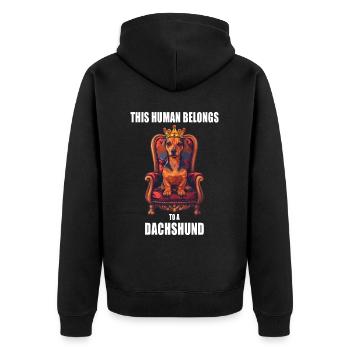 This Human Belongs To A Dachshund Dachshund Dogs - Unisex Premium Organic Zip Hoodie - black - Back - Nico (187cm)