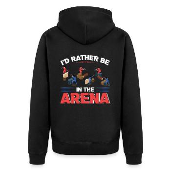 I'd Rather Be In The Arena - Laser Tag - Unisex Premium Bio Zip Hoodie - Schwarz - Hinten - Nico (187cm)