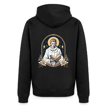 St Dominic De Guzman Christian Catholic Spirituali - Unisex Premium Bio Zip Hoodie - Schwarz - Hinten - Nico (187cm)