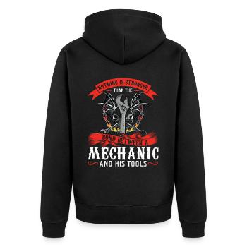 Stronger Binding Mechanic Tools Design - Unisex Premium Organic Zip Hoodie - black - Back - Nico (187cm)