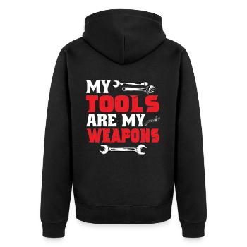 My tools are my weapons - Unisex Premium Organic Zip Hoodie - black - Back - Nico (187cm)