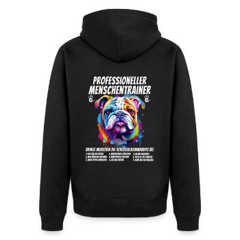 Dresseur humain professionnel Bouledogue Chien - Veste à capuche bio Premium Unisexe - noir - Dos - Nico (187cm)