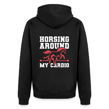 Électrocardiogramme équestre pour chevaux - Veste à capuche bio Premium Unisexe - noir - Dos - Nico (187cm)