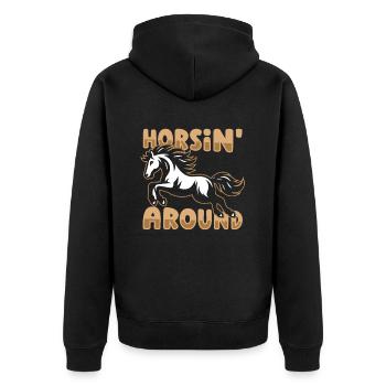 Horse Equestrian Sports - Unisex Premium Organic Zip Hoodie - black - Back - Nico (187cm)