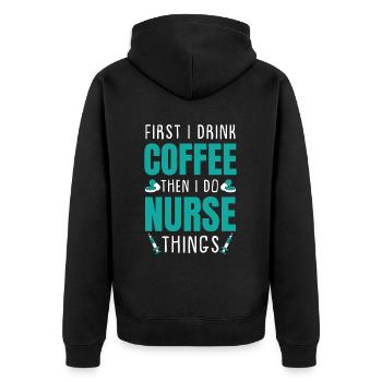 Caféine infirmière - Veste à capuche bio Premium Unisexe - noir - Dos - Nico (187cm)