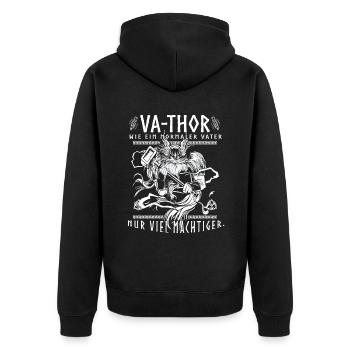 Vathor - Father's Day Father's Day Gift Viking - Unisex Premium Organic Zip Hoodie - black - Back - Nico (187cm)