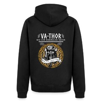 Vathor - Father's Day Father's Day Gift Viking - Unisex Premium Organic Zip Hoodie - black - Back - Nico (187cm)
