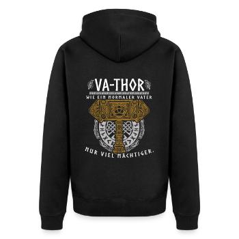 Vathor - Father's Day Father's Day Gift Viking - Unisex Premium Organic Zip Hoodie - black - Back - Nico (187cm)