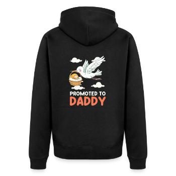 Zukünftiger Vater zum Papa befördert - Unisex Premium Bio Zip Hoodie - Schwarz - Hinten - Nico (187cm)