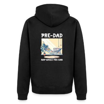 Zukünftiger Vater vor dem Vater Nickerchen, solange Sie können - Unisex Premium Bio Zip Hoodie - Schwarz - Hinten - Nico (187cm)