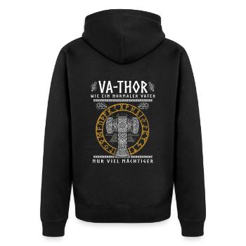 Vathor - Father's Day Father's Day Gift Viking - Unisex Premium Organic Zip Hoodie - black - Back - Nico (187cm)