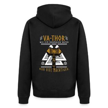Vathor - Father's Day Father's Day Gift Viking - Unisex Premium Organic Zip Hoodie - black - Back - Nico (187cm)