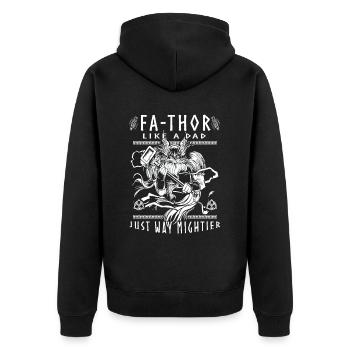 Vathor - Fête des pères Cadeau Fête des Pères Viking - Veste à capuche bio Premium Unisexe - noir - Dos - Nico (187cm)