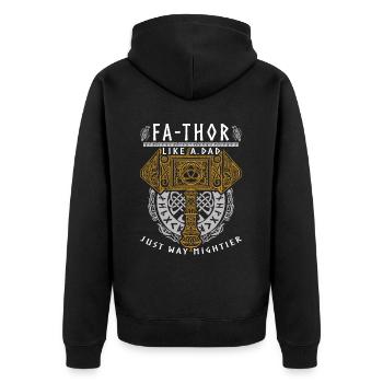 Vathor - Fête des pères Cadeau Fête des Pères Viking - Veste à capuche bio Premium Unisexe - noir - Dos - Nico (187cm)