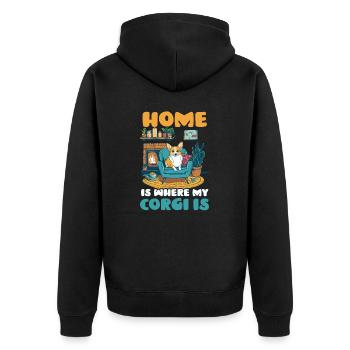 Corgi Mama Papa Zuhause Wo Corgi ist - Unisex Premium Bio Zip Hoodie - Schwarz - Hinten - Nico (187cm)