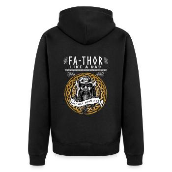 Vathor - Fête des pères Cadeau Fête des Pères Viking - Veste à capuche bio Premium Unisexe - noir - Dos - Nico (187cm)