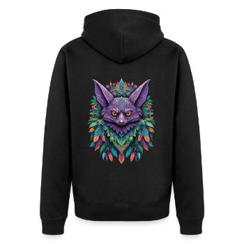 Fledermaus Traumfänger Mandala Design - Unisex Premium Bio Zip Hoodie - Schwarz - Hinten - Nico (187cm)