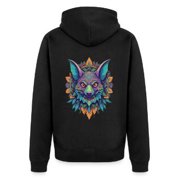 Flying Fox Mandala Design In Unique Style - Unisex Premium Organic Zip Hoodie - black - Back - Nico (187cm)