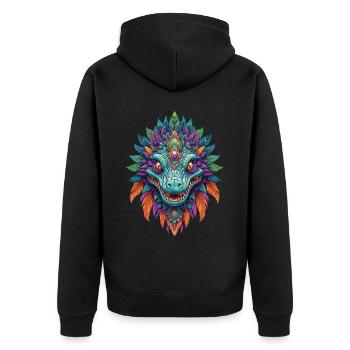 Alligator Traumfänger Mandala Design - Unisex Premium Bio Zip Hoodie - Schwarz - Hinten - Nico (187cm)