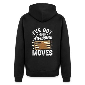 Brettspiel Lustiges Backgammon - Unisex Premium Bio Zip Hoodie - Schwarz - Hinten - Nico (187cm)