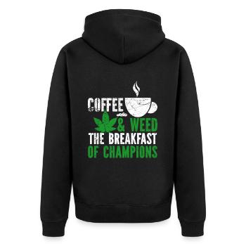 Weed, Café, Cannabis, Stoner, Caféine, Ganja - Veste à capuche bio Premium Unisexe - noir - Dos - Nico (187cm)