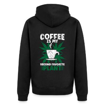 Weed, Café, Cannabis, Stoner, Caféine, Ganja - Veste à capuche bio Premium Unisexe - noir - Dos - Nico (187cm)