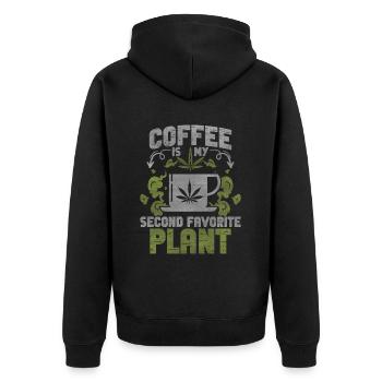 Weed, Café, Cannabis, Stoner, Caféine, Ganja - Veste à capuche bio Premium Unisexe - noir - Dos - Nico (187cm)